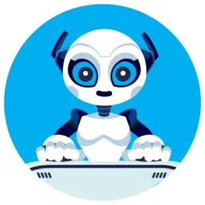 Icone de busca: Robô com uma lupa